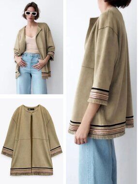 Zara Finge Faux Suede Jacket Shacket XS